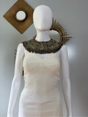 Alexis Beaded Fringe Statement Necklace in Gold